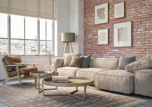Bohemian living room interior - 3d render
