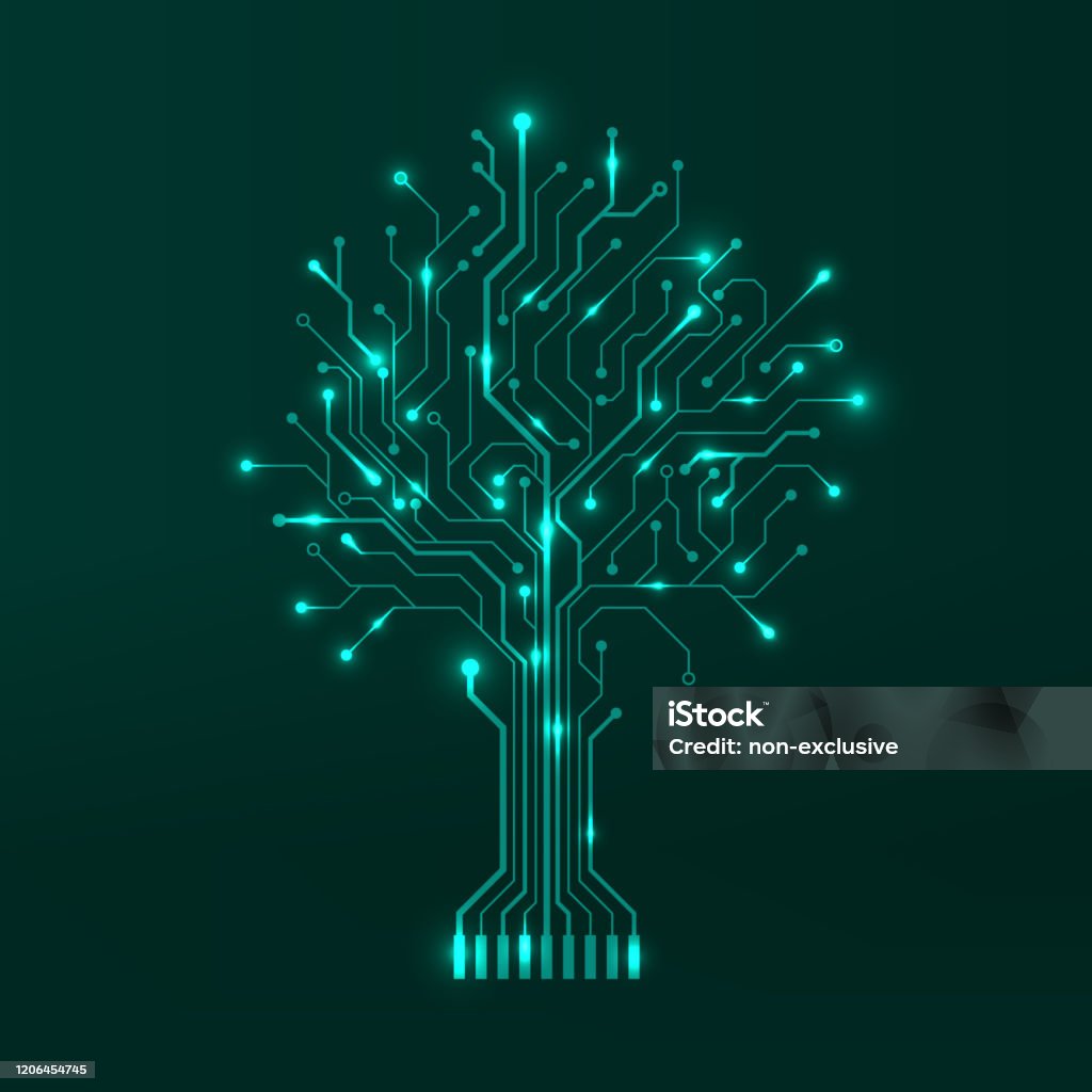 Circuit Tree On Green Background Modern Hardware Design Science And ...