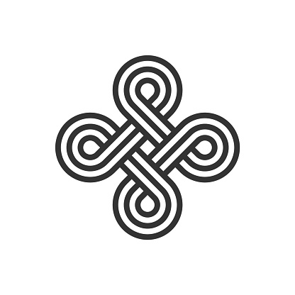 Interconnected circular shapes. Abstract perpetual motion icon.Bowen cross symbol.Vector illustration.