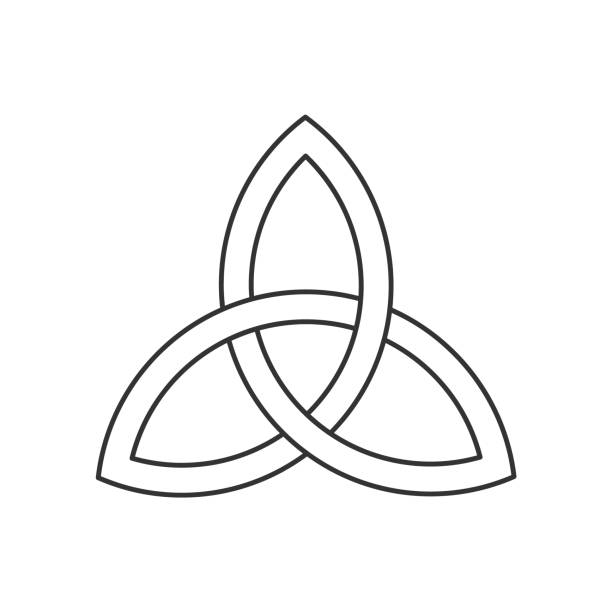 ケルト三位一体結び目。線形トリクトラ記号。3つの部分の統一アイコン。永遠を象徴する古代の装飾品。 - triquetra点のイラスト素材／クリップアート素材／マンガ素材／アイコン素材