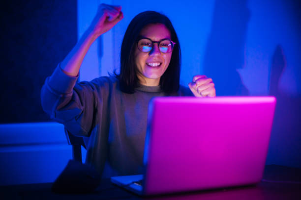 istock Cyber sport gamer win game 1206455600
