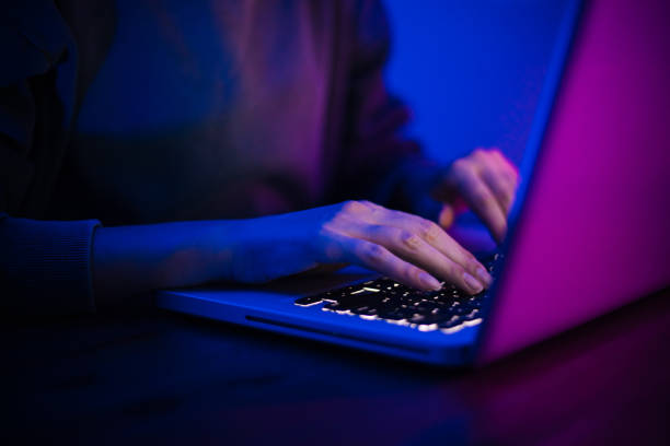 istock Cyber sport gamer press keyboard 1206455888