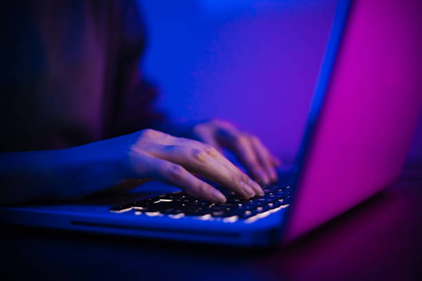 istock Cyber sport gamer press keyboard 1206455910