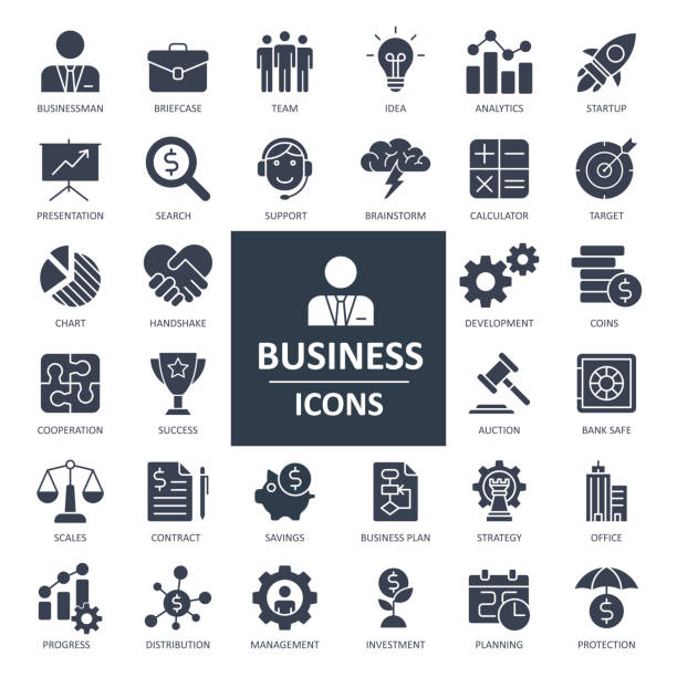 Business Finance Economy Icons - Solid Bold Vector Business Finance Economy Icons - Bold Solid Vector Illustration solid stock illustrations