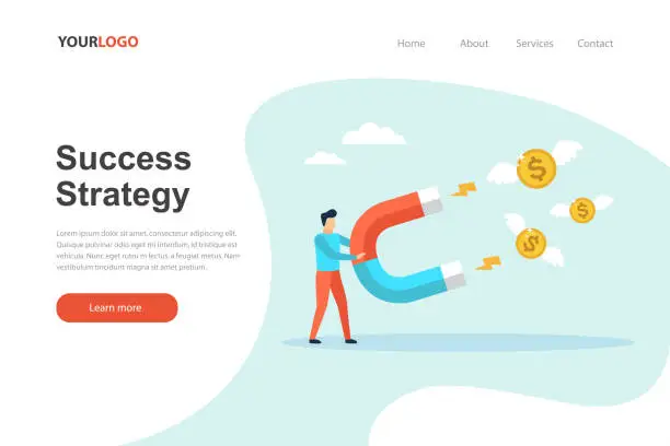 Vector illustration of Success strategy landing page website