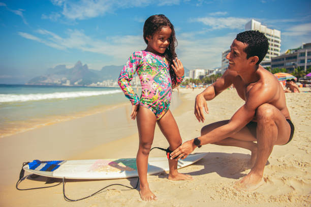 istock Father and daughter surf day 1206460001