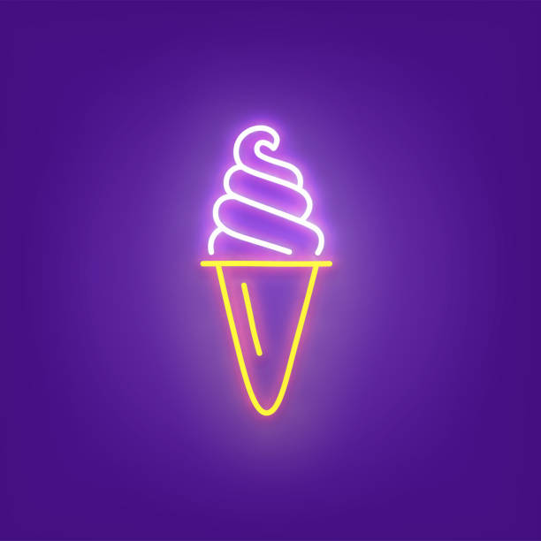 istock Ice cream neon icon, bright signboard, light banner. Ice cream logo neon, emblem. Vector illustration 1206462967