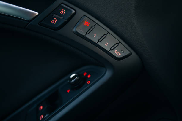 istock Car door lock buttons and seats memory mode 1206463861