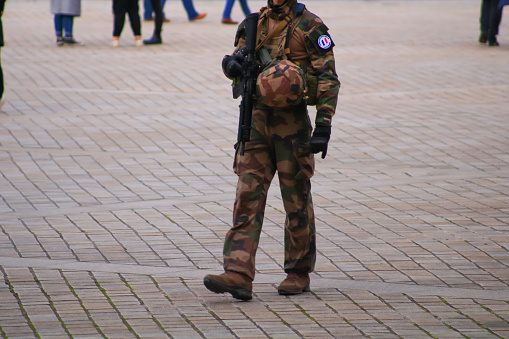 15 February. 2020. Uniform of a person who ensures the safety of tourist sites in the capital. Protection from terrorism.
