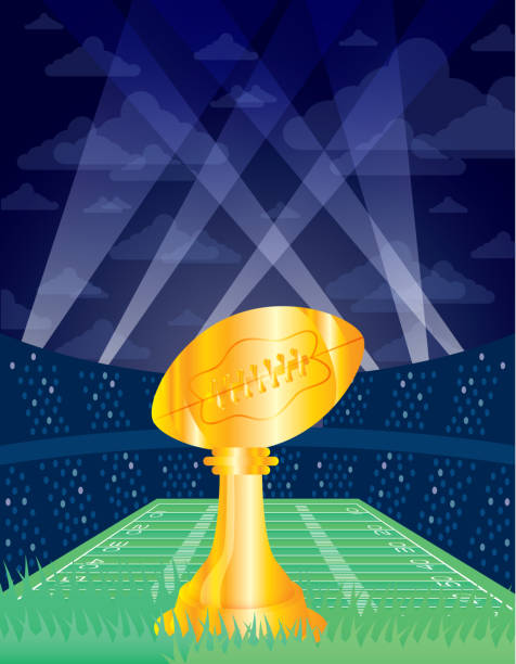 championship game sport poster with balloon trophy in stadium championship game poster with balloon trophy in stadium vector illustration design Touchdown stock illustrations