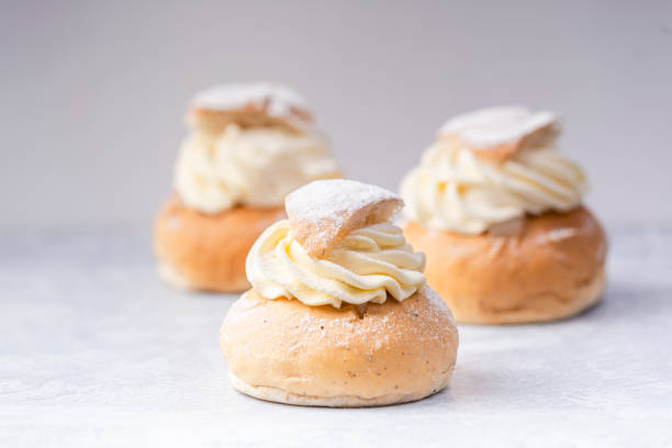 istock Semlor, traditional scandinavian cream filled cardamom bun with almond paste 1206465970
