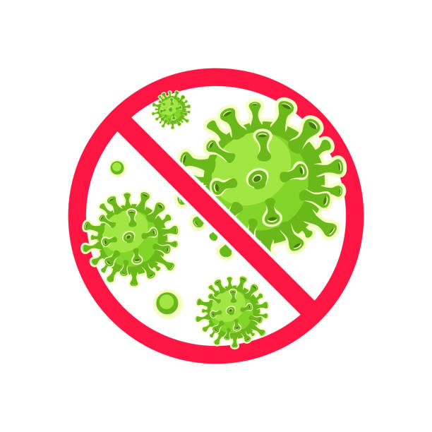 virus stop symbol. virenschutz. antibakterielle und antivirale abwehr. vektor-illustration. - krankheitsvektor stock-grafiken, -clipart, -cartoons und -symbole