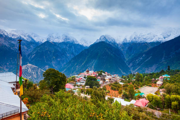 istock Kalpa town aerial panoramic view, India 1206471883