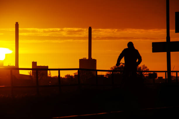 Daybreak scenes over the blast furnace city Ijmuiden