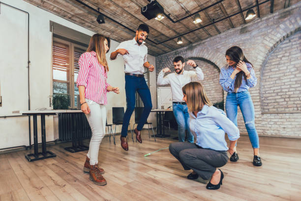 istock Happy friendly business team having fun at corporate training 1206485060