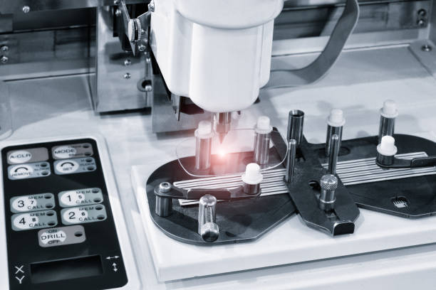 istock Lens manufacturing in modern laboratory. 1206485825