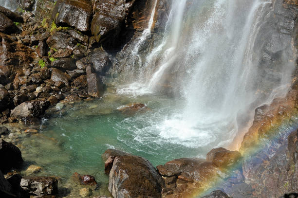 istock Waterfall in the middle of the forest 1206491222