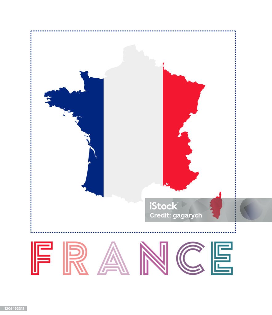 Logo Pháp Bản Đồ Nước Pháp Với Tên Quốc Gia Và Cờ Hình minh họa ...