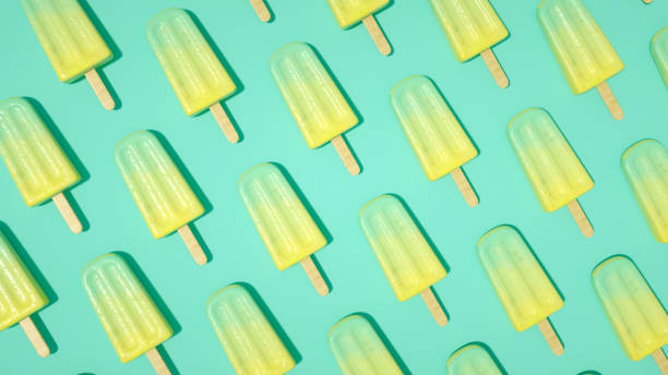 3d rendering of Ice cream stick, Popsicle, Minimal summer on colorful background
