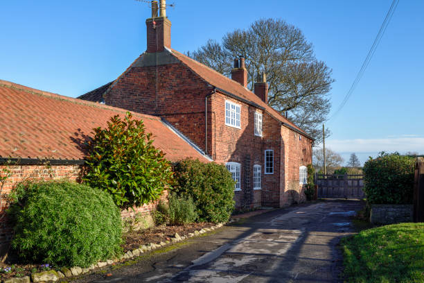 Scrooby, Nottinghamshire, UK.January 3rd 2020. Home of the founding members of the Pilgrim Fathers Scrooby and Babworth in the county of Nottinghamshire. Rural street and cottages in Scrooby.