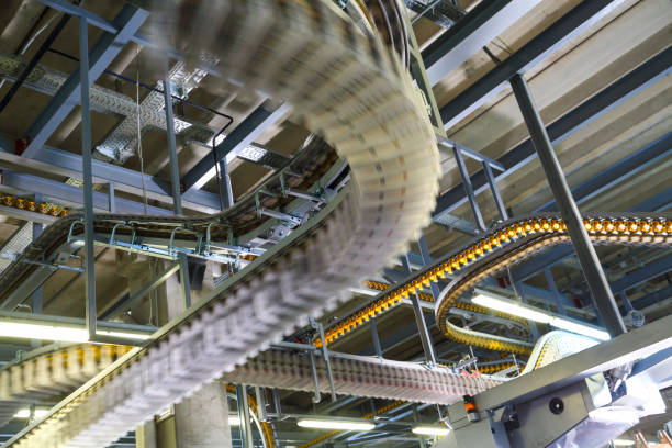 istock Printing press conveyor belt in a factory 1206504364
