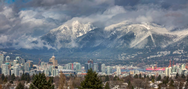 Photo of snowy view from Queen Elizabeth Park, Vancouver, BC, Canada
