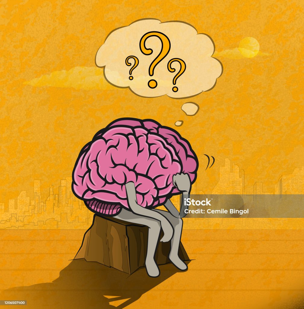 Thinking Brain Cartoon Stock Illustration - Download Image Now - Question  Mark, Concentration, Problems - iStock