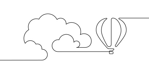 heißluftballon am himmel schwebend - hot air balloon illustrations stock-grafiken, -clipart, -cartoons und -symbole