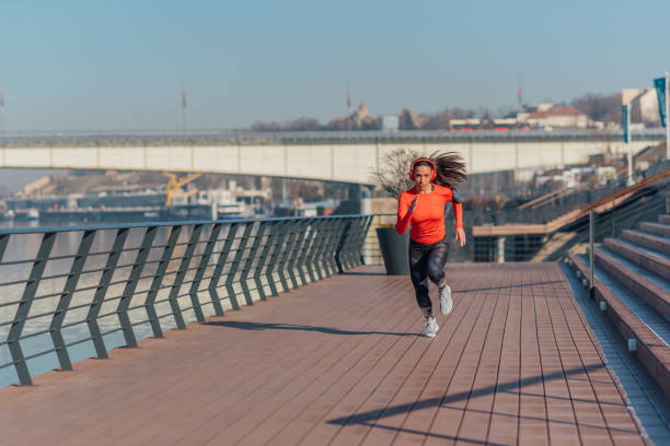 istock Mixed race woman running sprint 1206513459