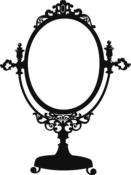 Silhueta de espelho de Maquiagem antigo - ilustração de arte vetorial