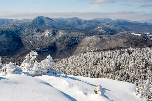 istock Panoramic view of White Mountains from Mount Chocorua summit in winter 1206524491