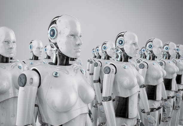 istock Female cyborg army 1206531703