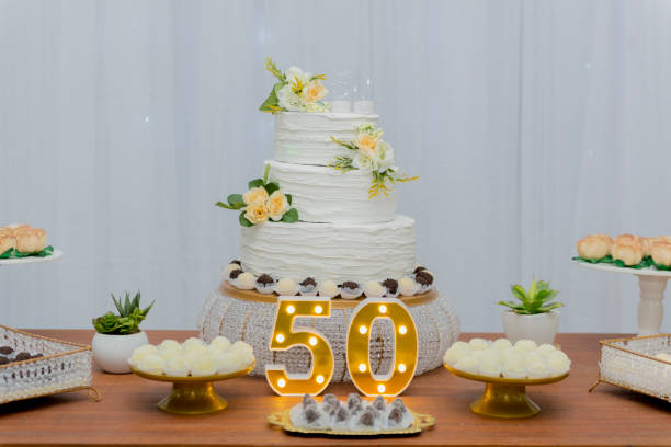 istock A beautiful cake for the 50th anniversary decorated. 1206535415