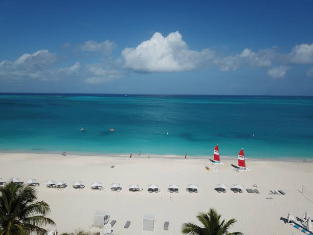 Turks and Caicos Providenciales grace beach Vacation Ocean British control Islands stock photo