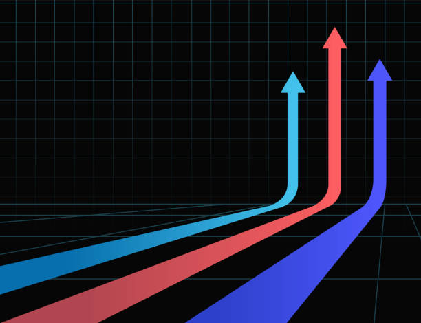 Three Arrows going up - success concept. Vector illustration. Concept of financial progress with copy space. Stock market arrows are going up. Creative illustration of success. quotes about winning stock illustrations