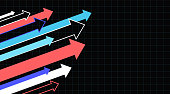Financial Arrow Graphs on a black background