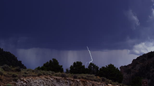 A Bolt of Lightning Flashes During a Rainstorm in Flaming Gorge, Utah