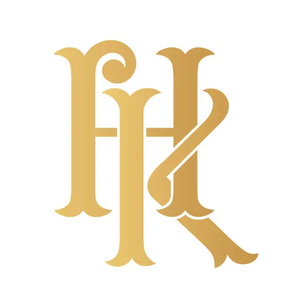 Vector illustration of Golden HK monogram.