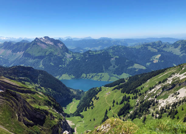 istock Impressive panoramas from the peaks situated between the Alpine valleys Oberseetal and Wagital (Waegital or Wägital), Innerthal - Canton of Schwyz, Switzerland 1206549687