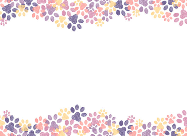 Colorful Paw print hand drawn background. Colorful Paw print hand drawn background. paw print stock illustrations
