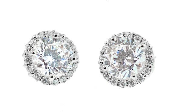 istock Beautiful Diamond Earrings with micro pave halo 1206561271