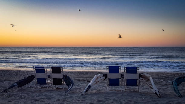istock beach chairs on the beach at sunrise 1206565498