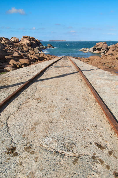istock Railroad tracks leading to the ocean 1206566414