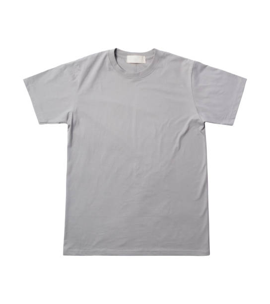 istock Blank grey t-shirt isolated on white background with clipping path, mock-up template for your design 1206570204