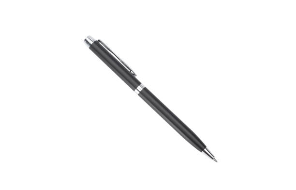 Black metal pen isolated on white background with clipping path
