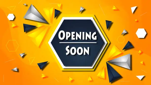 Vector illustration of Yellow and orange Grand opening sparkling banner