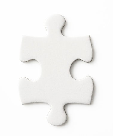 Blank jigsaw piece isolated on white with clipping path.