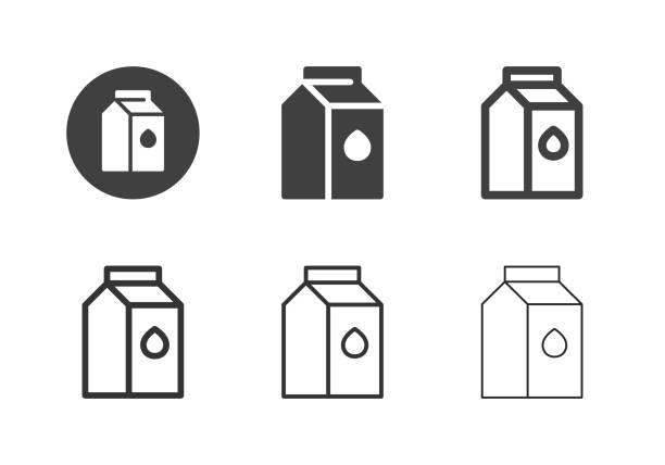 stockillustraties, clipart, cartoons en iconen met milk box iconen - multi-serie - multi vitamine