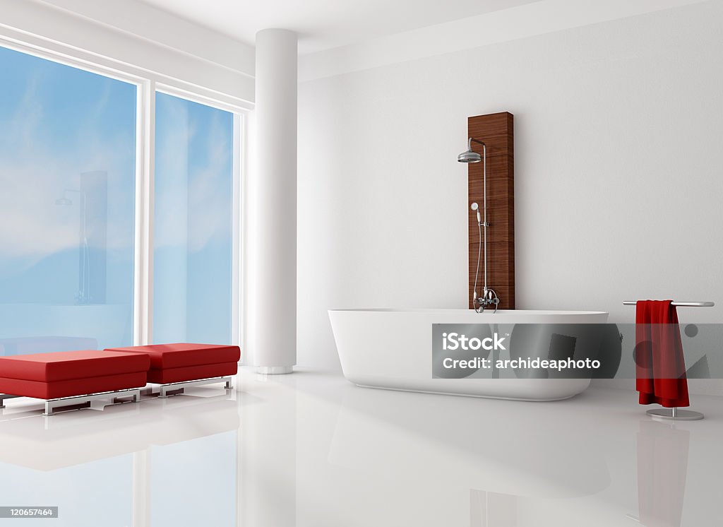 Bagno minimalista - Foto stock royalty-free di Colonna architettonica