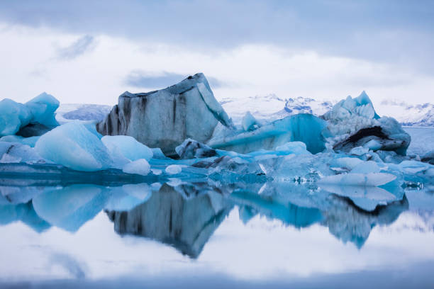 istock Ice washed up on Iceland black sand beach 1206575389